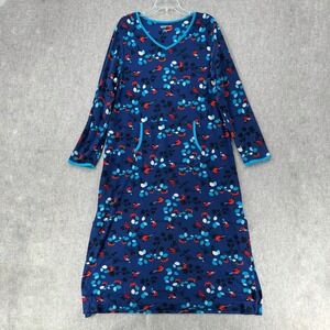 Comfort Code By Cuddl Duds Nightgown Womens XL Blue Floral Long Sleeve SOFT